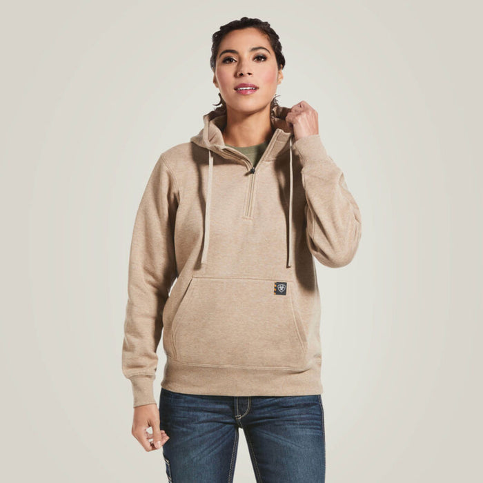 Ariat Women's Rebar Skill Set 1/2 Zip Hoodie Sweatshirts & Hoodies Ariat Dark Oatmeal Heather 1XL Plus