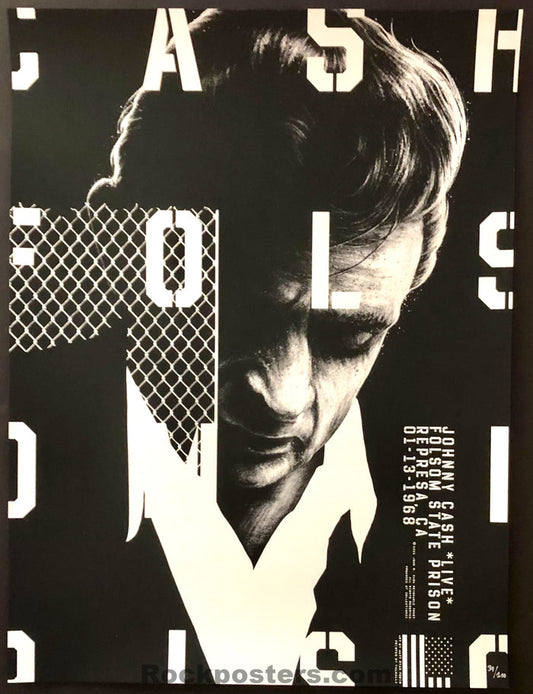 AUCTION - Johnny Cash - Folsom Prison - Commemorative Silkscreen Poster - Matt Ryan Tobin - Mint