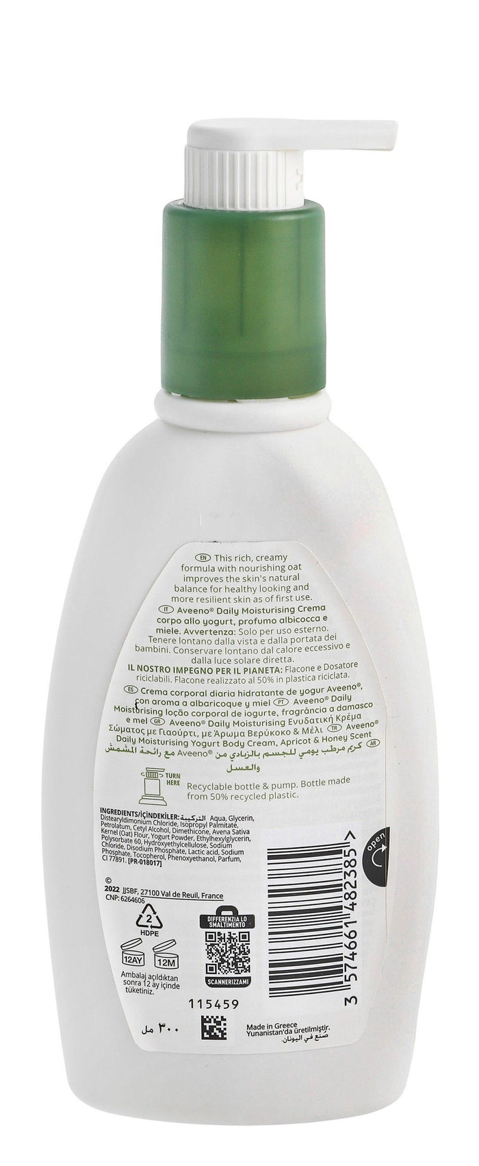 Aveeno Daily Moisturizing Yogurt Apricot & Honey Scent Body Cream, 300ml - Makkah Pharmacy