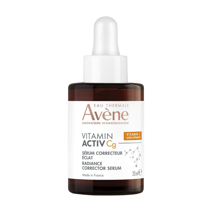 Avène Vitamin Activ Cg Radiance Corrector Serum 30ml in dark brown dropper bottle on white background