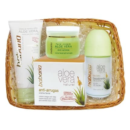 Babaria Aloe Vera Gift Basket Includes Aloe Vera Cream 225ml Rollon Deodorant And Hand Cream 100ml