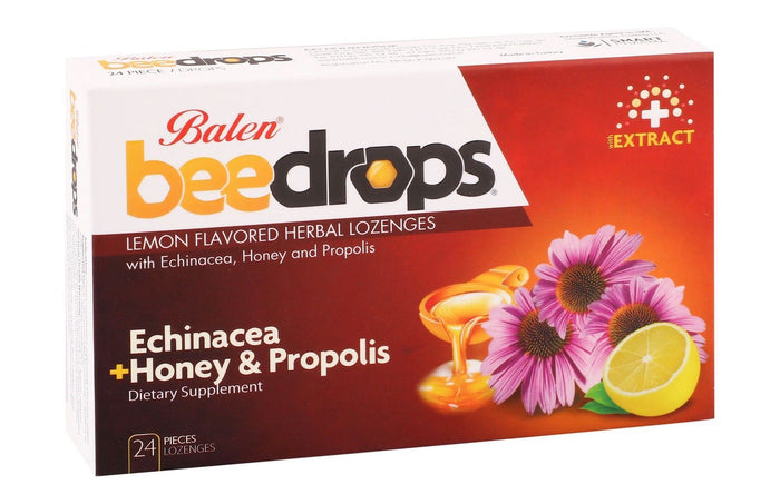 Balen Bee Drops Herbal Lozenges Lemon Flavor with Echinacea, Honey & Propolis Extracts, 24 Pieces - Makkah Pharmacy