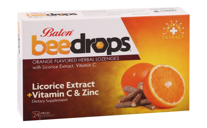 Balen Bee Drops Herbal Lozenges Orange Flavor with Licorice Extract & Vitamin C, 24 Pieces - Makkah Pharmacy