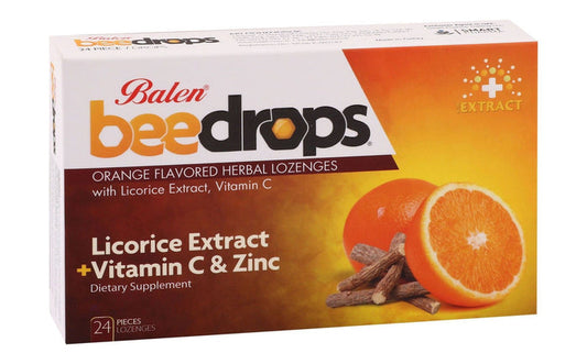 Balen Bee Drops Herbal Lozenges Orange Flavor with Licorice Extract & Vitamin C, 24 Pieces - Makkah Pharmacy