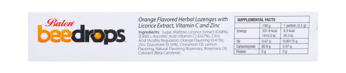 Balen Bee Drops Herbal Lozenges Orange Flavor with Licorice Extract & Vitamin C, 24 Pieces - Makkah Pharmacy