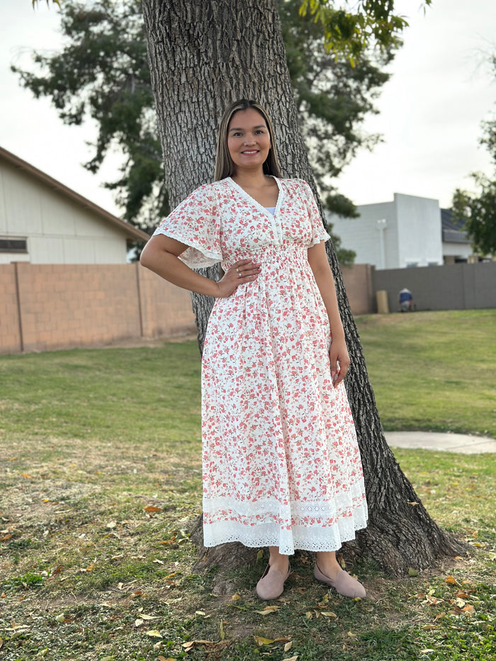Bathsheba Floral Flutter Sleeve Maxi Dress