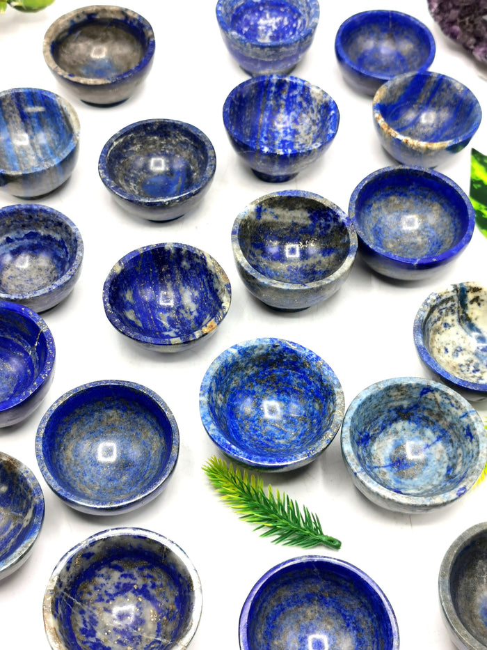 Beautiful lapiz lazuli hand carved round bowls - 2 inches diameter and 90 gms (0.20 lb) - ONE BOWL ONLY