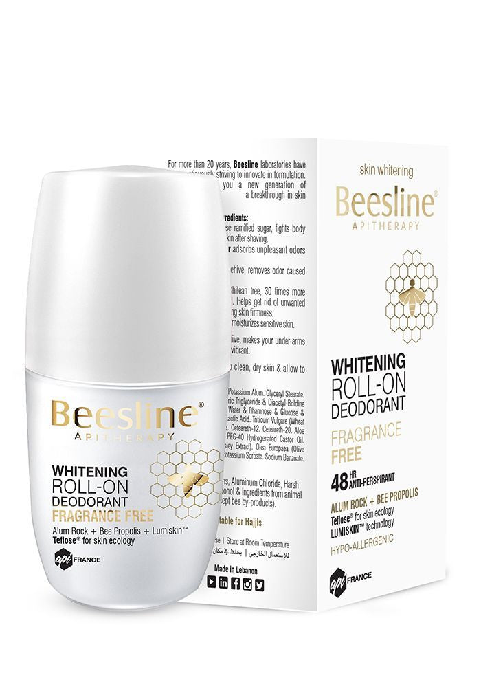 Beesline Apitherapy Fragrance Free Whitening Roll-On Deodorant, 50ml - Makkah Pharmacy