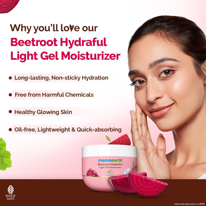 Beetroot Hydraful Light Gel Moisturizer with Beetroot & Hyaluronic Acid for Hydrated Pink Glow - 200 g