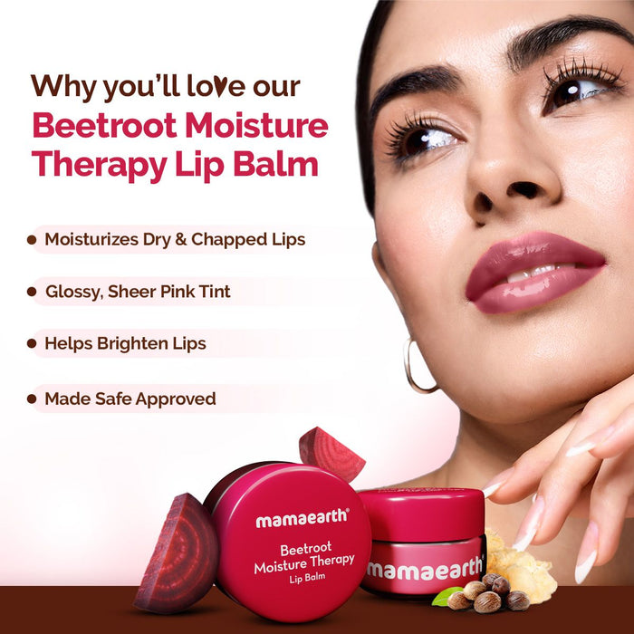 Beetroot Moisture Therapy Lip Balm with Beetroot & Hyaluronic Acid for Dry & Chapped Lips- 15 g