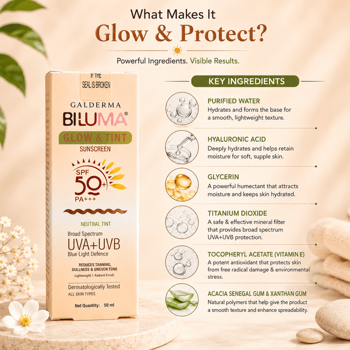 Biluma Glow & Tint Sunscreen SPF 50+ PA+++ - Cosmosentials