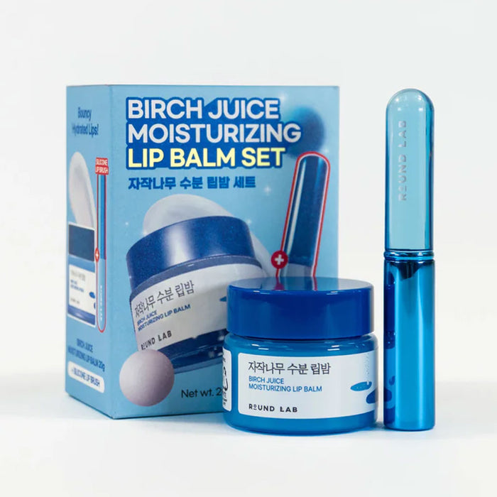 Round Lab Birch Juice Moisturizing Lip Balm + Brush Set Nudie Glow Australia