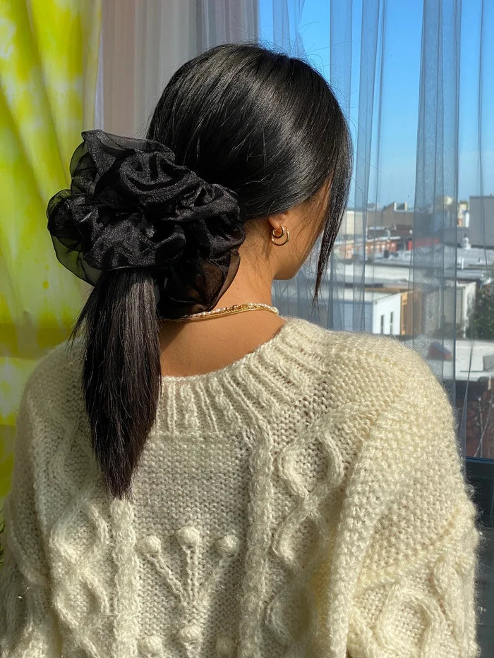 Black Giant Organza Scrunchie
