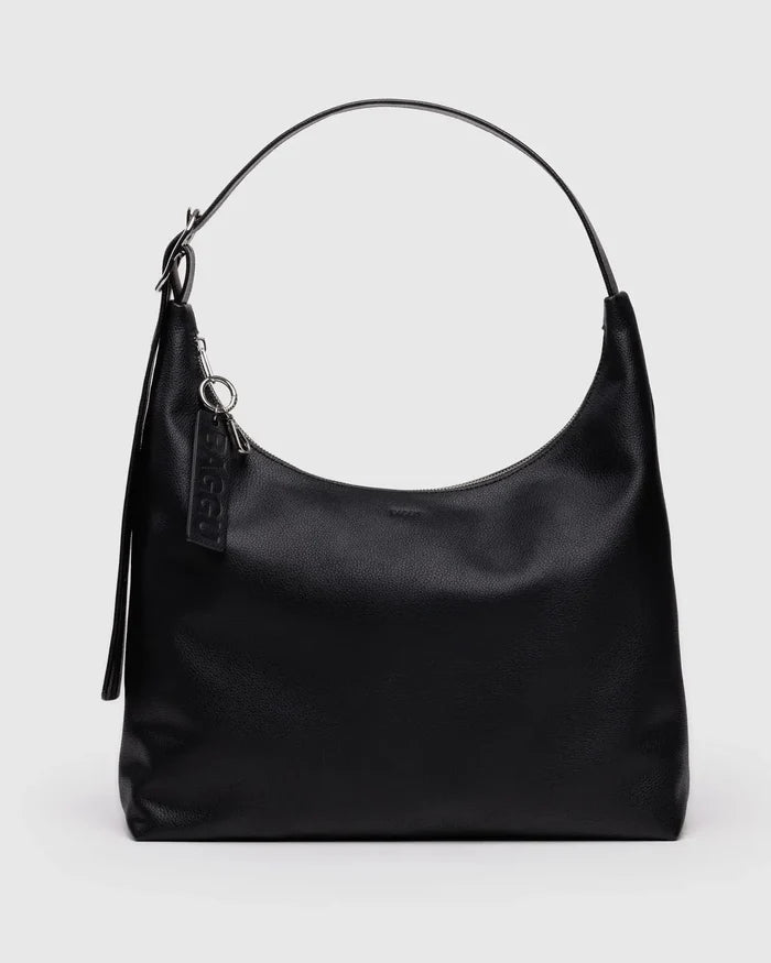 Black Recycled Leather Shoulder Bag