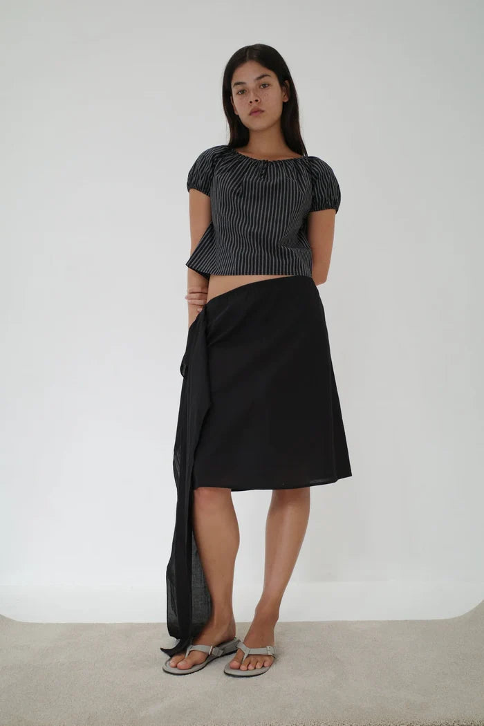 Black Scarf Midi Skirt