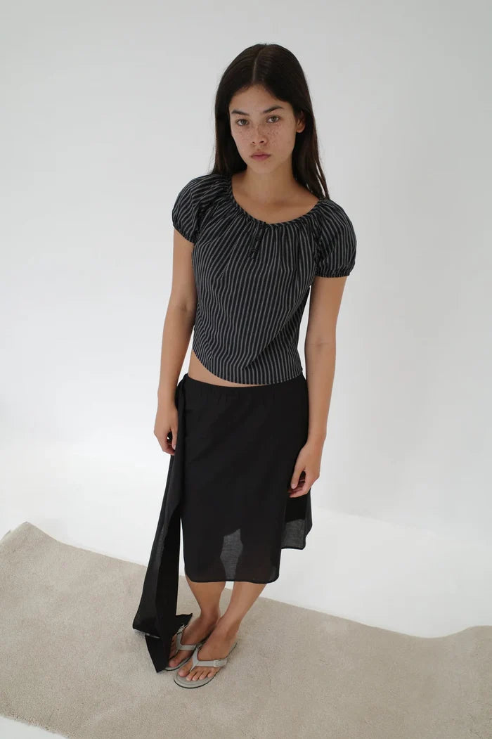 Black Scarf Midi Skirt