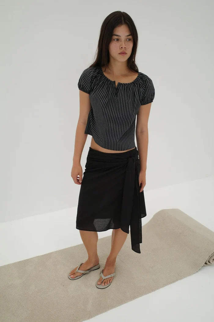 Black Scarf Midi Skirt