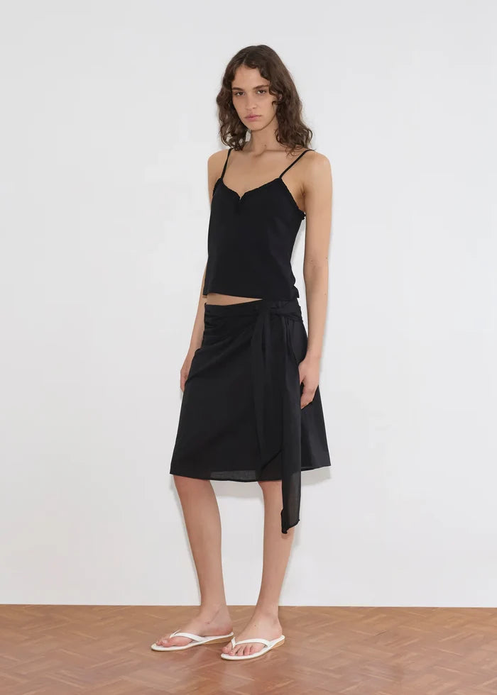 Black Scarf Midi Skirt