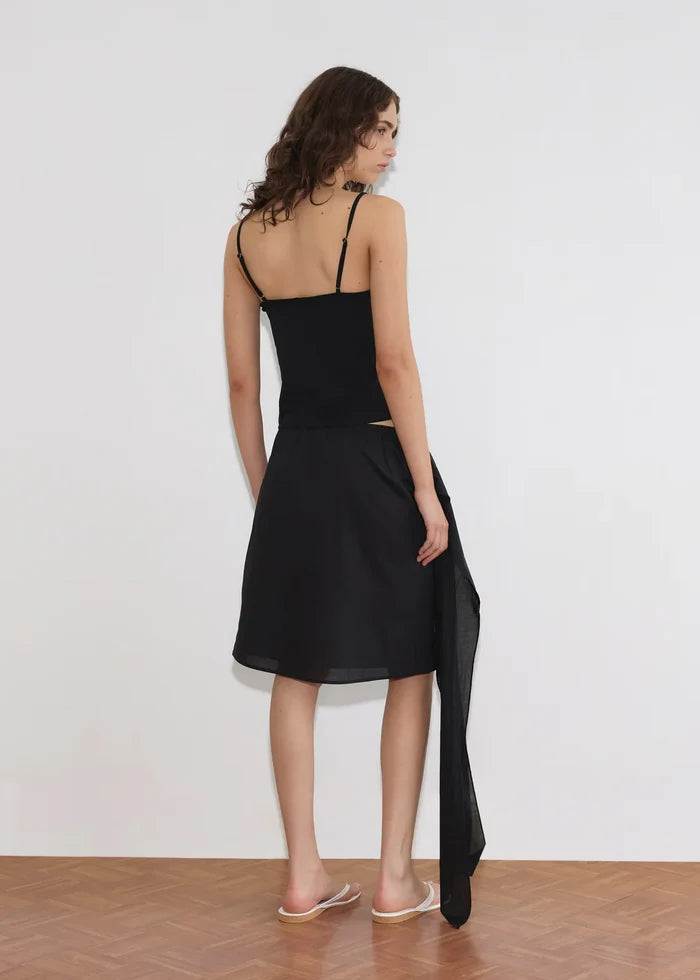 Black Scarf Midi Skirt