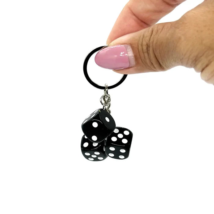 Black Triple Dice Keychain