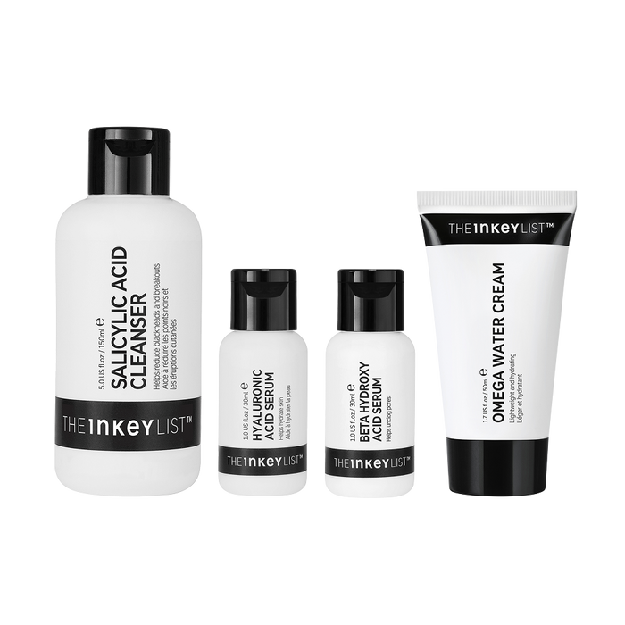 Set of skincare products from The Inkey List on a white background