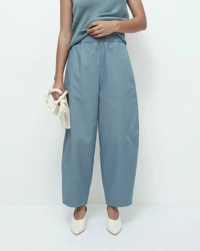 Blue Cropped Balloon Pants