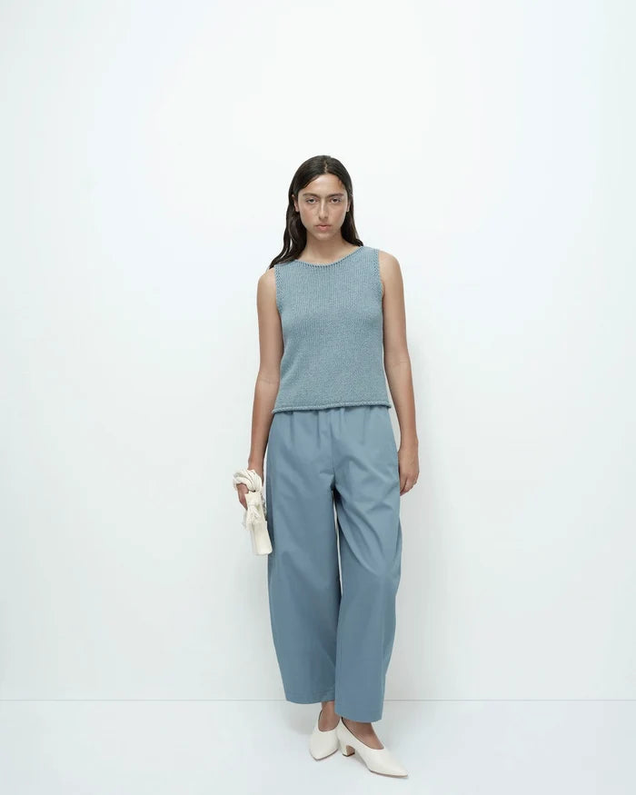 Blue Cropped Balloon Pants