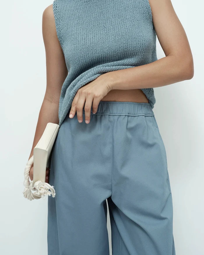 Blue Cropped Balloon Pants