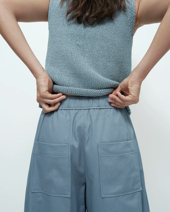 Blue Cropped Balloon Pants