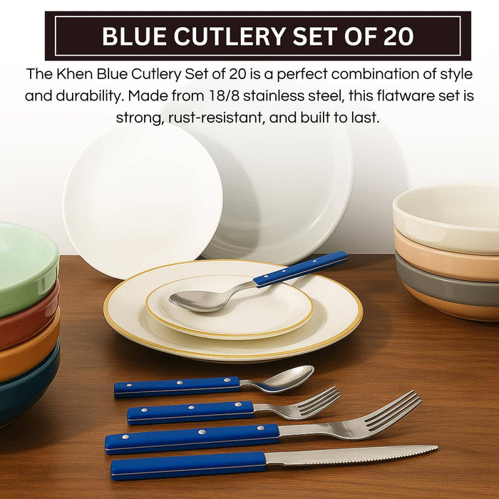 Blue French Flatware Set of 20