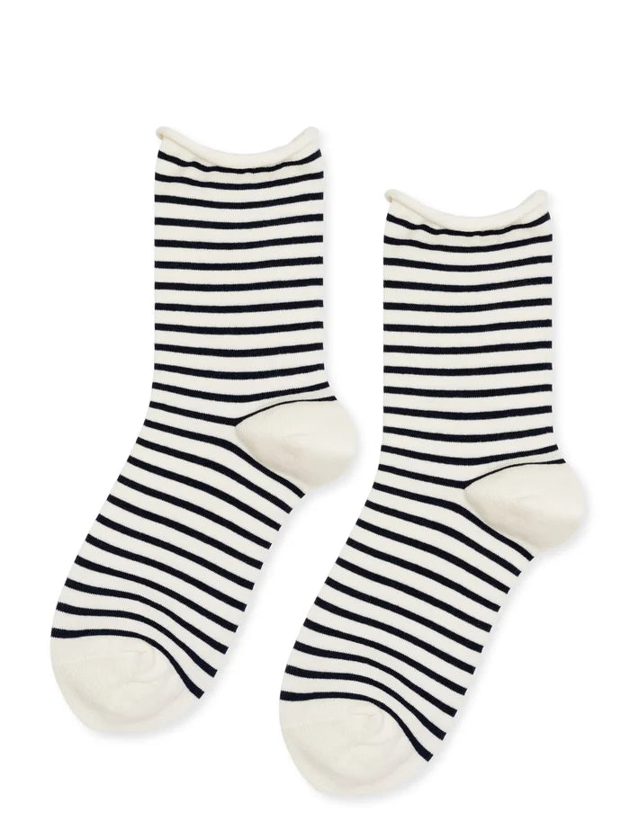 Blue Nautical Stripe Crew Sock
