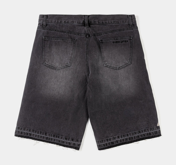 Bones Denim Washed Mens Shorts (Black/Cream)