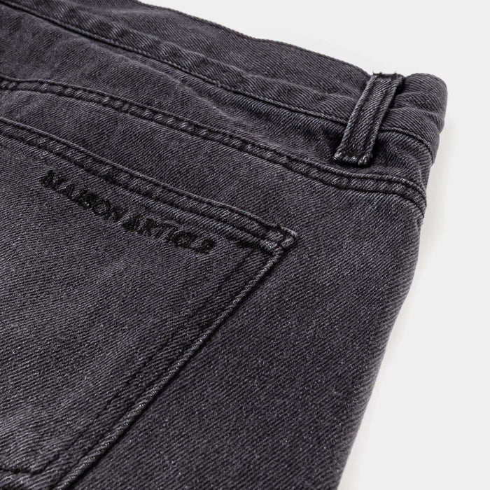 Bones Denim Washed Mens Shorts (Black/Cream)