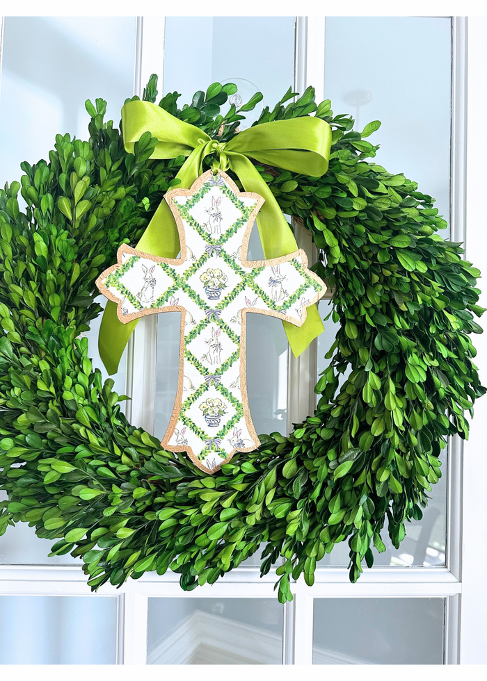 Boxwood Bunny Handmade Cross Door Hanger