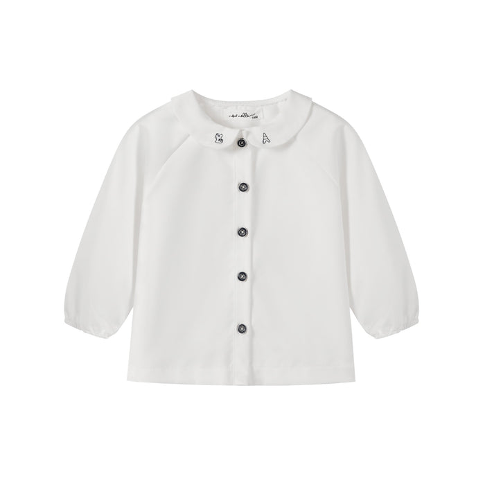 Boy White Embroidered Collar Shirt