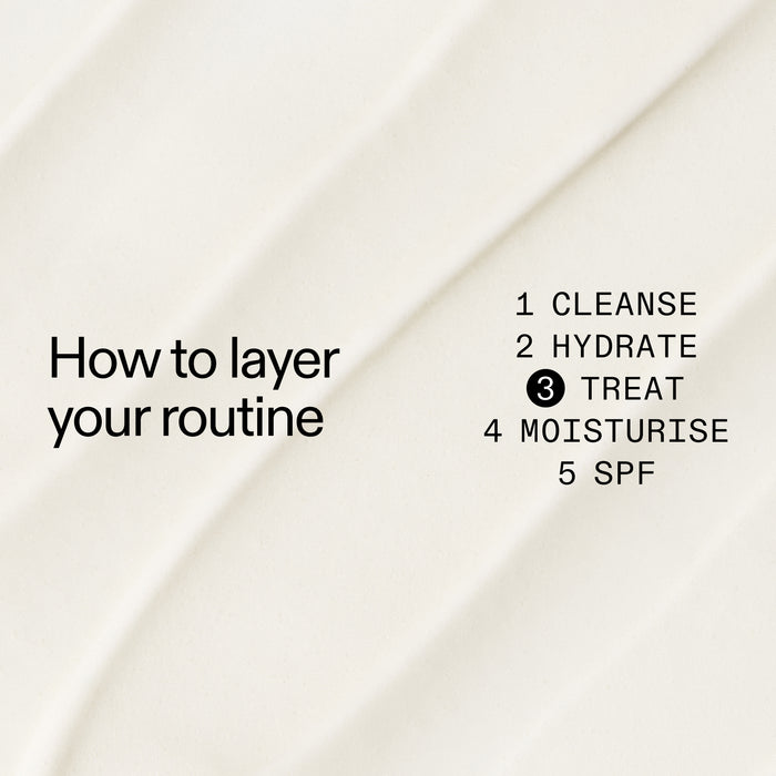 Text on a beige background explaining how to layer Brighten-i Eye Cream in a skincare routine.