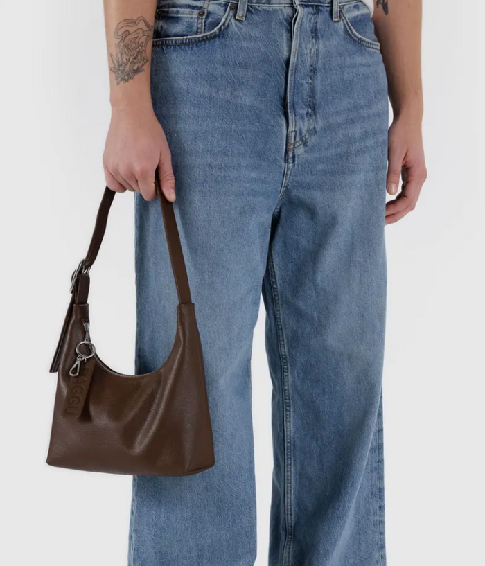 Brown Mini Recycled Leather Shoulder Bag