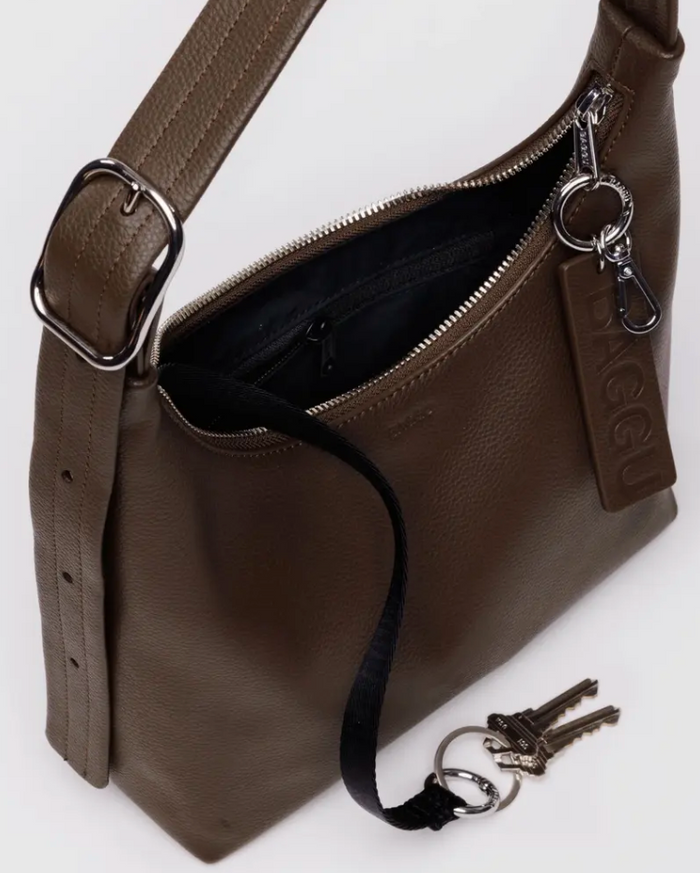 Brown Mini Recycled Leather Shoulder Bag