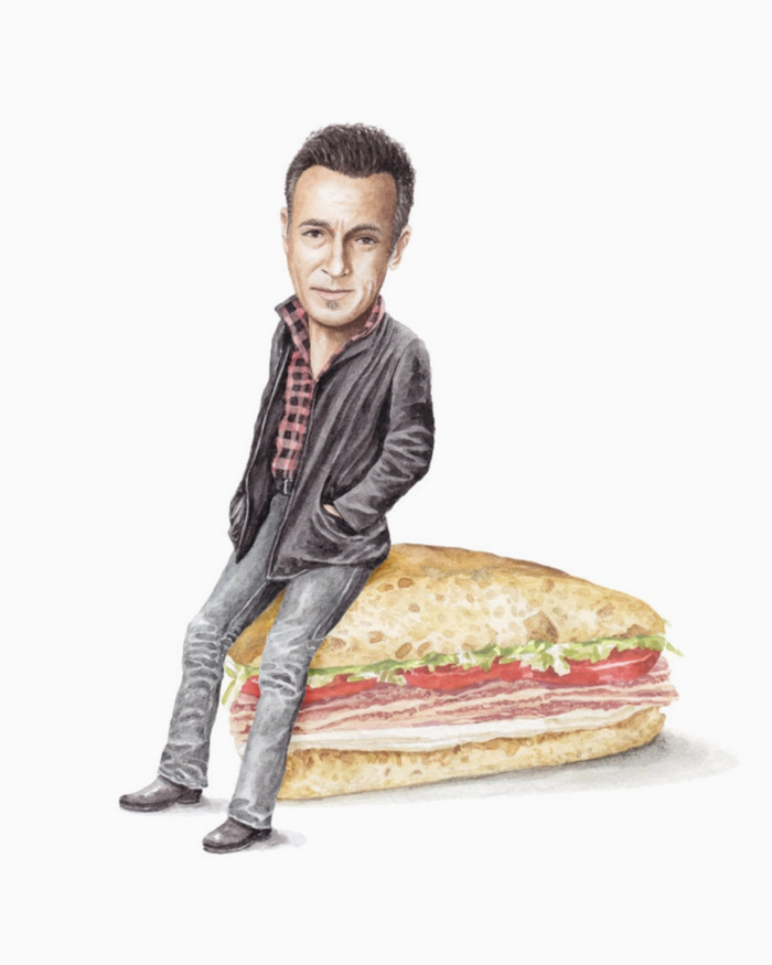 Bruce Springsteen 8x10 Celebs on sandwiches watercolor print sold by Le Monkey House
