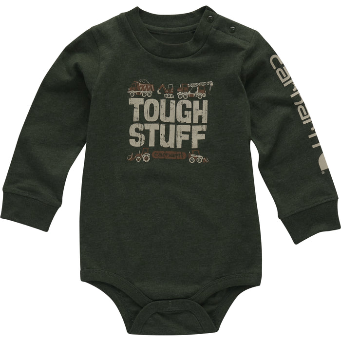 Carhartt Boys' "Tough Stuff" Graphic Long Sleeve Bodysuit T-Shirts Carhartt Mountain View Heather 12M Infant