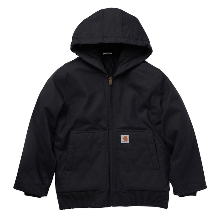 Carhartt Kids' Flannel Quilt Hooded Active Jacket Jackets & Coats Carhartt Caviar Black L 14/16 Big Kid