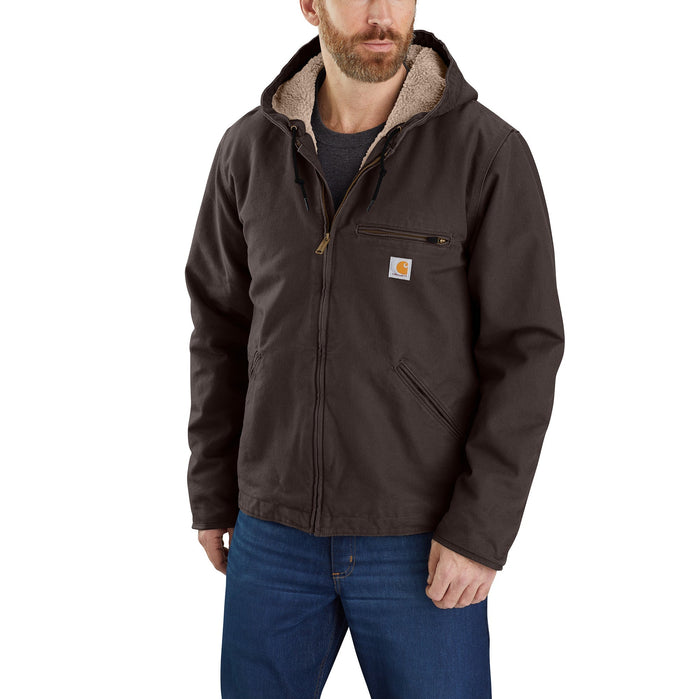 Carhartt Men's Heavyweight Washed Duck Sherpa-Lined Jacket Jackets & Coats Carhartt Dark Brown 2XL Reg