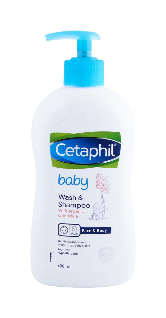 Cetaphil Hypoallergenic Baby Wash & Shampoo with Organic Calendula for Face & Body, 400ml - Makkah Pharmacy
