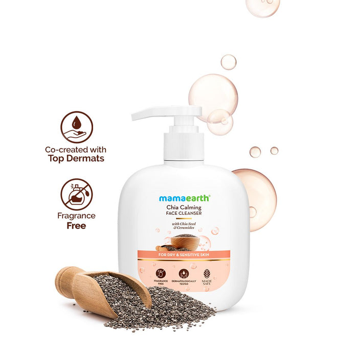 Chia Calming Face Cleanser with Chia Seed & Ceramides for Dry & Sensitive Skin - 180 ml
