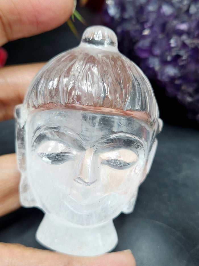 Clear Quartz Buddha Head: Meditative Mastery and Spiritual Brilliance