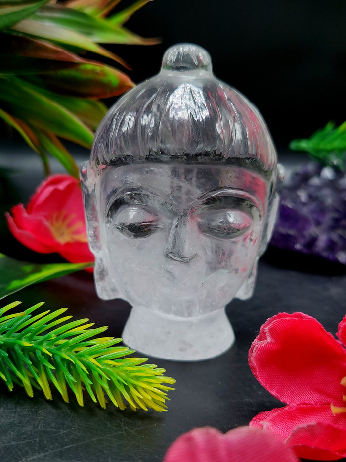 Clear Quartz Buddha Head: Meditative Mastery and Spiritual Brilliance