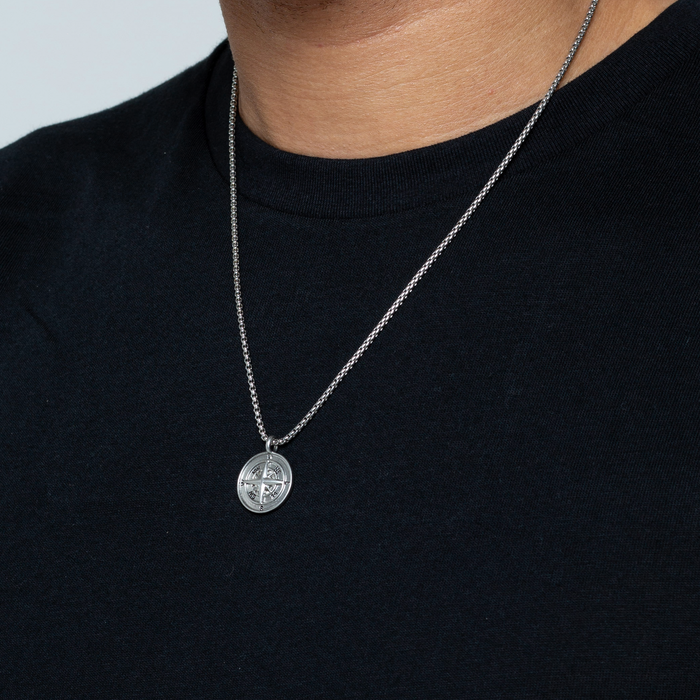 Compass Pendant Chain | Silver