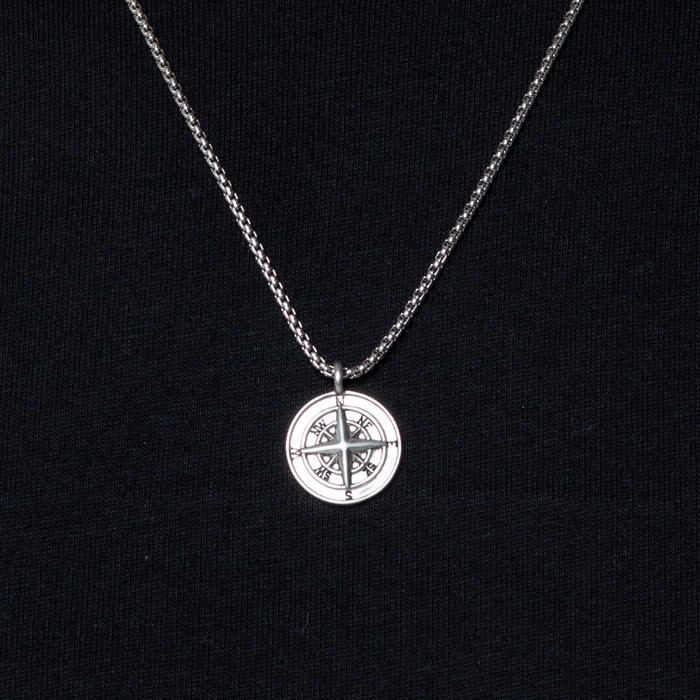 Compass Pendant Chain | Silver