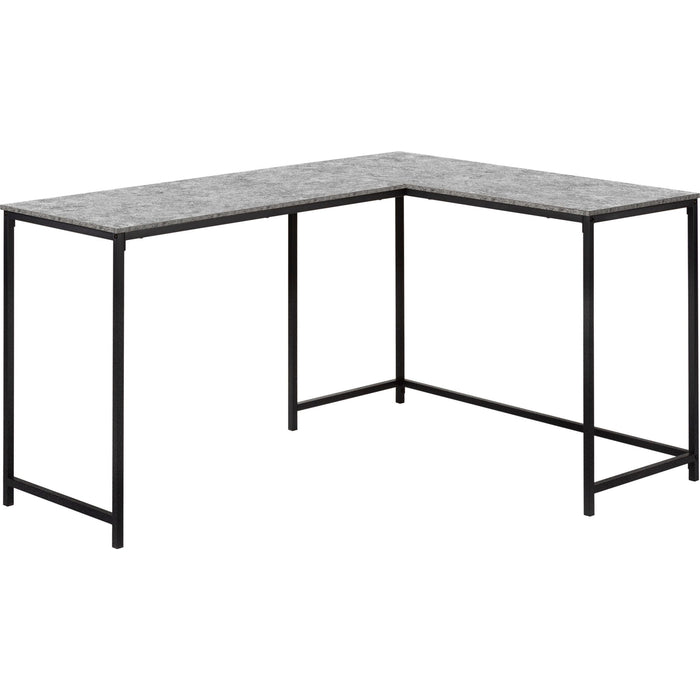 Computer Desk - 58"L/ STONE-LOOK/ Black Metal Corner