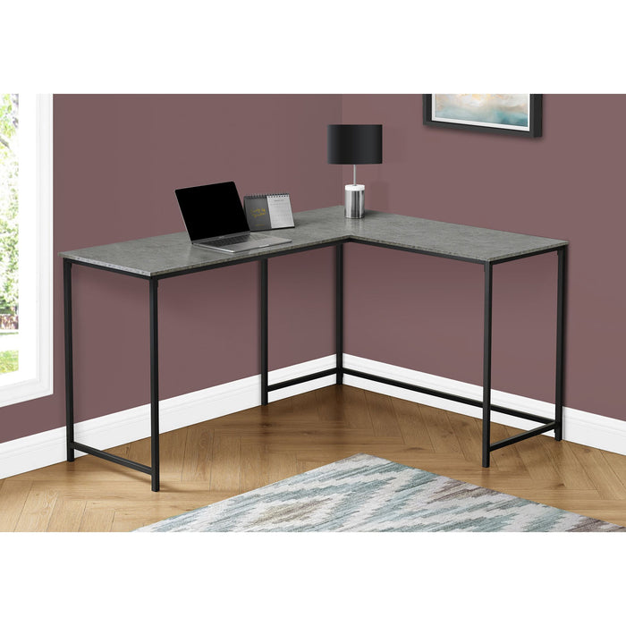 Computer Desk - 58"L/ STONE-LOOK/ Black Metal Corner